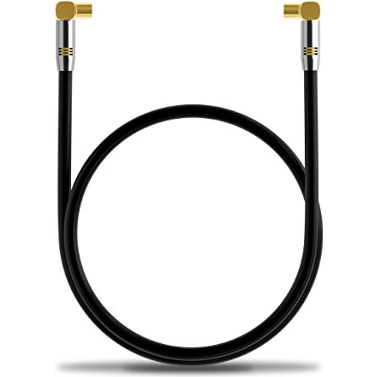deleyCON 1,5m TV Antennenkabel PREMIUM HDTV Full HD - 2x gewinkelt - Koaxialkabel - TV-Stecker (90° Grad) zu TV-Buchse (90° Grad) - Schwarz - METALL – Bild 6