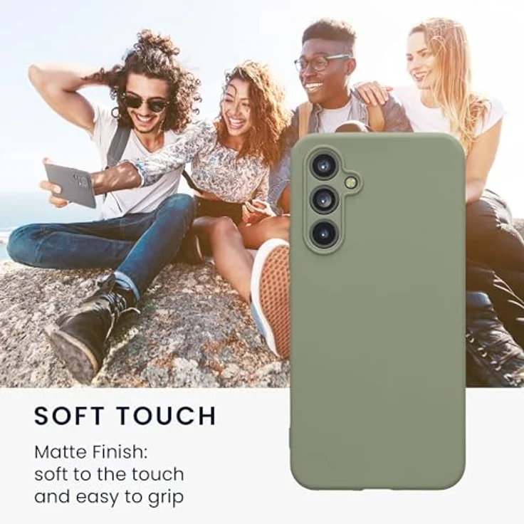 kwmobile Handyhülle für Samsung Galaxy A54 5G – weiche Silikon Schutzhülle in Graugrün mit präzisen Ausschnitten für Kamera und Anschlüsse – Bild 4