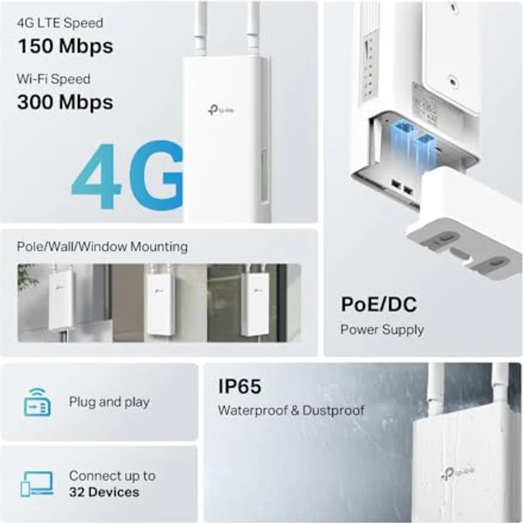 TP-Link TL-MR100, 4G LTE WLAN Router für Aussenbereich, IP65 Schutz, Weiss – Bild 4