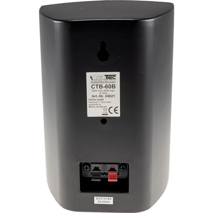 ChiliTec 2-Wege Regal-Lautsprecher Schwarz, Paar, Wand-Lautsprecher für HiFi Stereoanlage, 60Watt, 8Ohm, klarer Klang, 30Watt RMS, Metall-Schutzgitter – Bild 4