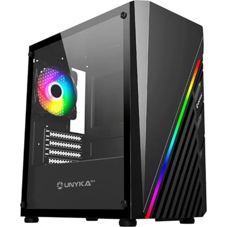 UNYKAch Mini Glayze Cristal Templado, Micro-ATX PC-Gehäuse mit ARGB-Front und gehärtetem Glas, schwarz – Bild 1