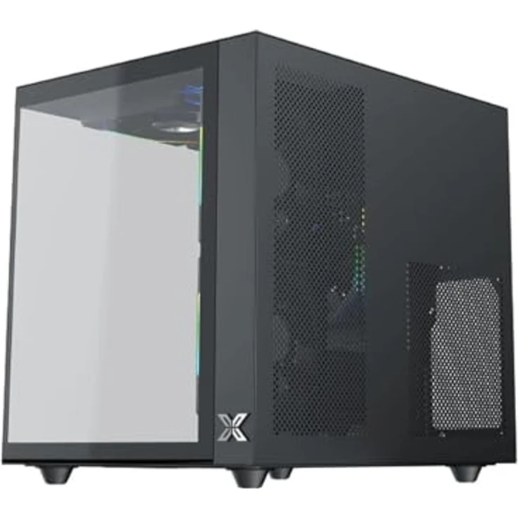 Xigmatek Aqua M Lite, Mini Tour Micro ATX PC-Gehäuse mit gläsernen Seitenpaneelen, schwarz – Bild 3