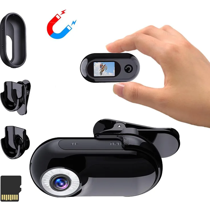 Dopwii Mini-Koerperkamera 1080P, kompakte Helmkamera mit 32 GB Speicherkarte, ideales Zubehör für Vlogging und Outdoor-Aktivitäten