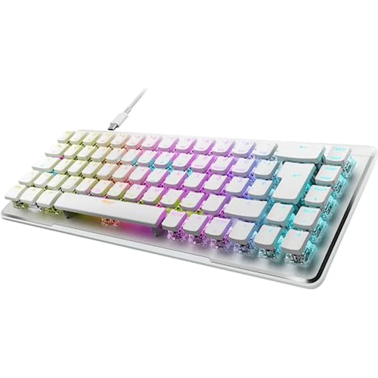 Roccat Vulcan II Mini Air – 65 Prozent wireless optische mechanische Gaming-Tastatur, anpassbare RGB-Beleuchtung, abnehmbares Kabel, TITAN II Linear Schalter, Aluminiumplatte, Weiß – Bild 1