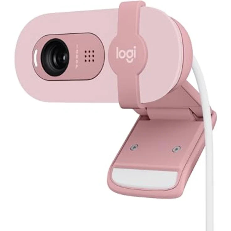 Logitech Brio 100 Full HD-Webcam für Meetings und Streaming, Auto-Lichtausgleich, integriertes Mikrofon, Abdeckblende, USB-A, für Microsoft Teams, Google Meet, Zoom und mehr - Rosa – Bild 1