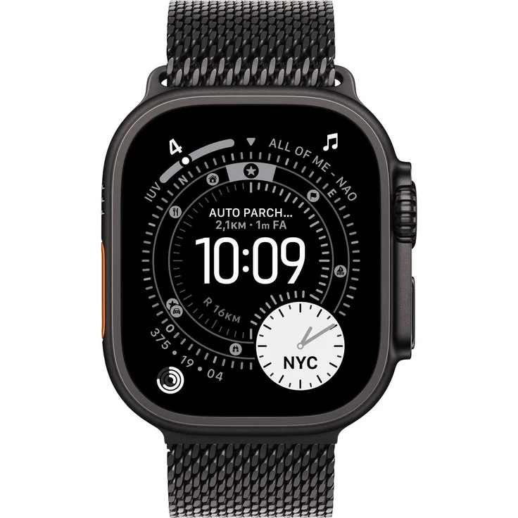 Apple Watch Ultra 3, Smartwatch mit GPS, 42 Stunden Akkulaufzeit, Titan Schwarz, Milanaisearmband M