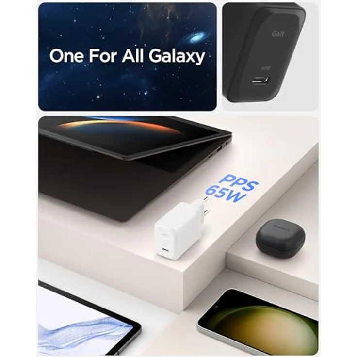 Spigen ArcStation Pro GaN-651, 65W USB-C Ladegerät mit schnellem und sicherem Laden, Schwarz – Bild 2