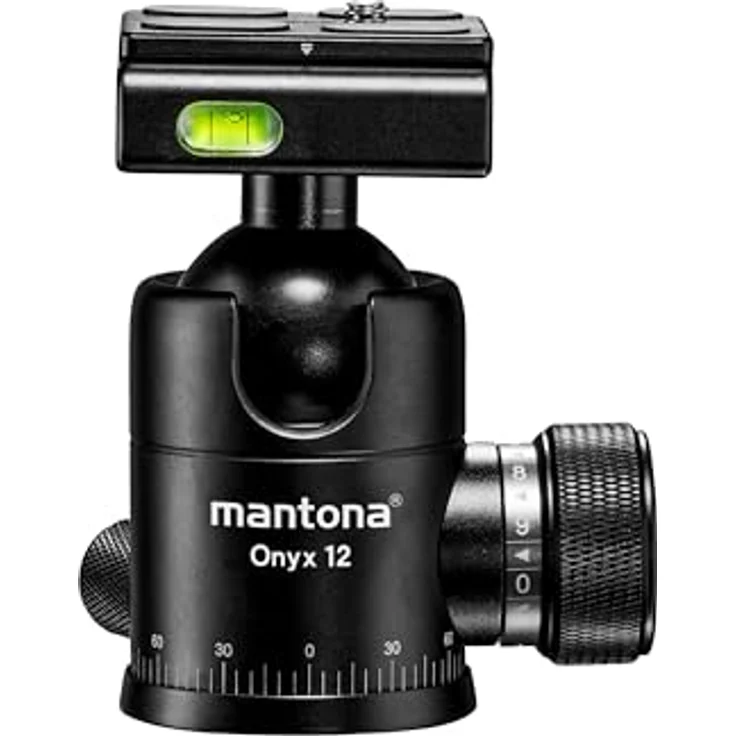 Mantona Onyx 12 Kugelkopf (M1-3612A) Arca-Swiss kompatible Schnellwechselplatte 50 mm, professionelle Verarbeitung für DSLR, spiegellose Kamera, Systemkamera, Digitalkamera, Camcorder schwarz – Bild 2