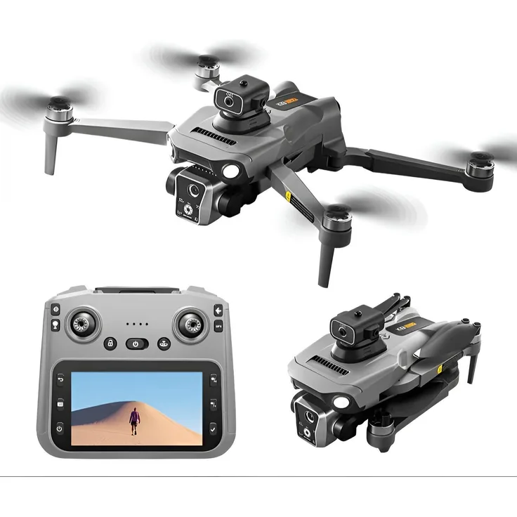 Goldstern-Tech K19 RC-Quadrocopter, GPS Drohne mit 4K Kamera, Fernbedienung mit Live-Display, 600m Reichweite, 360° Laser-Hinderniserkennung, Follow-Me Funktion