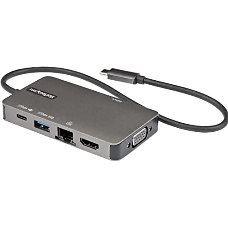 StarTech.com USB-C Multiport Adapter - USB-C auf 4K 30Hz HDMI oder 1080p VGA - USB Typ-C Mini Dock mit 100W Power Delivery Passthrough,3-Port USB Hub 5 Gbit/s, GbE - 30cm Kabel (DKT30CHVPD2)