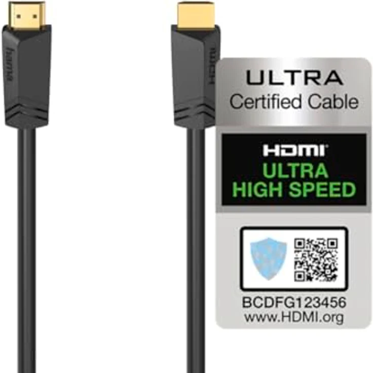Hama HDMI Kabel 5 Meter Ultra High Speed (4K / 8K, 48 Gbit/s, eARC, Ethernet, HDR) 5m, schwarz – Bild 2