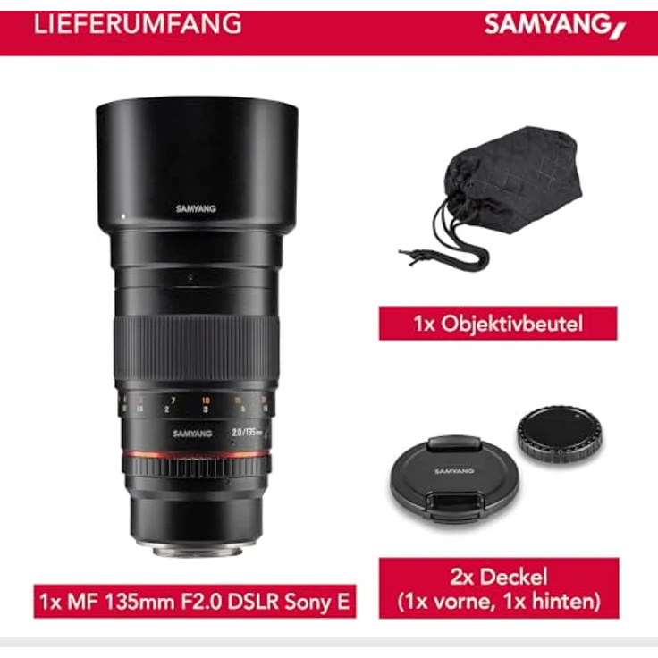 Samyang 135-2,0 Objektiv APS-C Sony E manueller Fokus Fotoobjektiv, Spiegelobjektiv Teleobjektiv schwarz – Bild 6