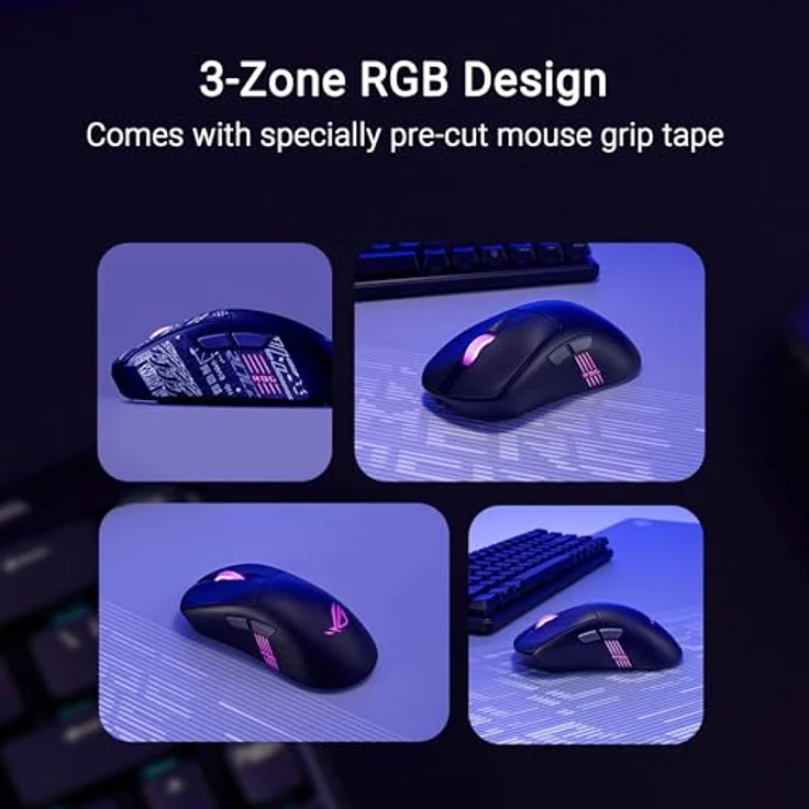 ASUS ROG Keris II Origin Wireless RGB Gaming-Maus, ergonomisch, 65g leicht, 42.000 DPI, ROG AimPoint Pro Sensor, kabellos, RGB-Beleuchtung – Bild 3