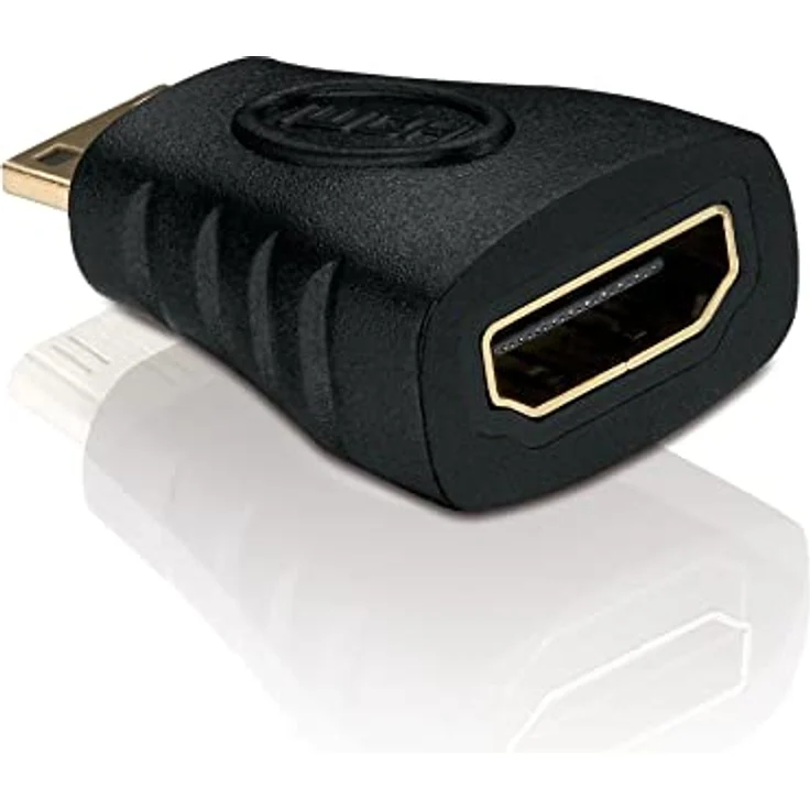 HDSupply HA030 Mini HDMI Stecker auf HDMI Buchse Adapter (vergoldet, FullHD, 1080p) schwarz – Bild 3