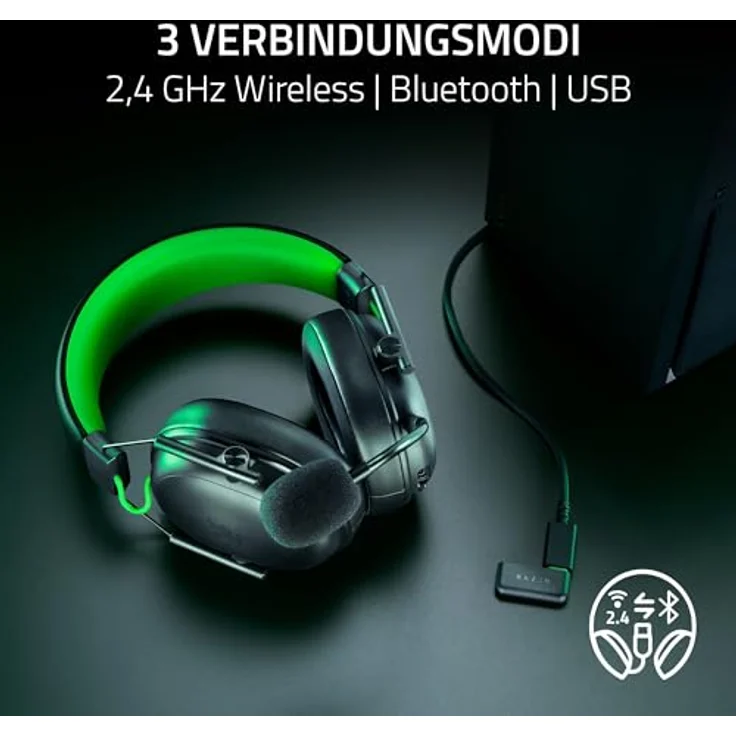 Razer BlackShark V3 X HyperSpeed, Kabelloses E-Sport Headset mit Triforce 50mm Treibern, abnehmbares Mikrofon, HyperSpeed 2,4 GHz & Bluetooth, ultra leicht 270 g, für Xbox/PC | Schwarz – Bild 5