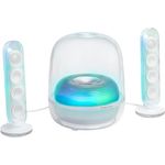 Harman Kardon SoundSticks 5, 3-Wege-Bluetooth-Lautsprechersystem mit HDMI ARC, Auracast Multi-Speaker-Verbindung und Farbigen Lichtshows, Weiß