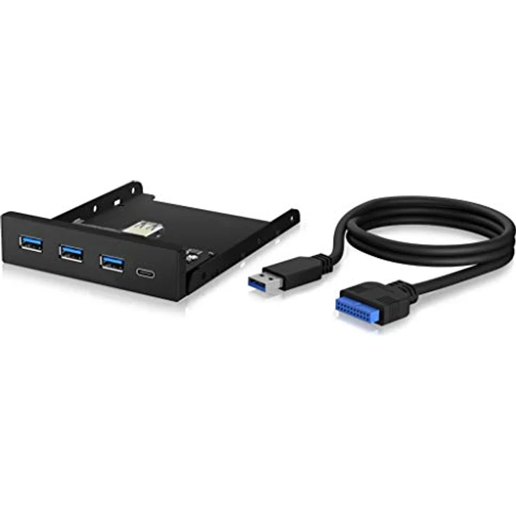 ICY BOX USB 3.0 Frontpanel, 1x USB-C, 3x USB-A, 3,5 Zoll intern, Metall, schwarz – Bild 5