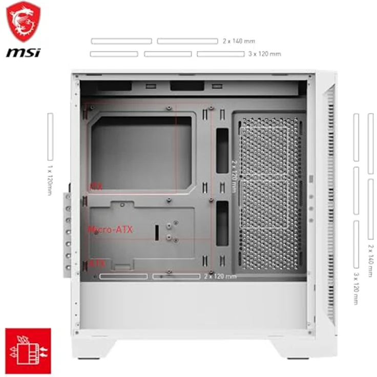 MSI PC-Gehäuse MAG FORGE 320R AIRFLOW, Schwarz, mit optimaler Luftzirkulation – Bild 5