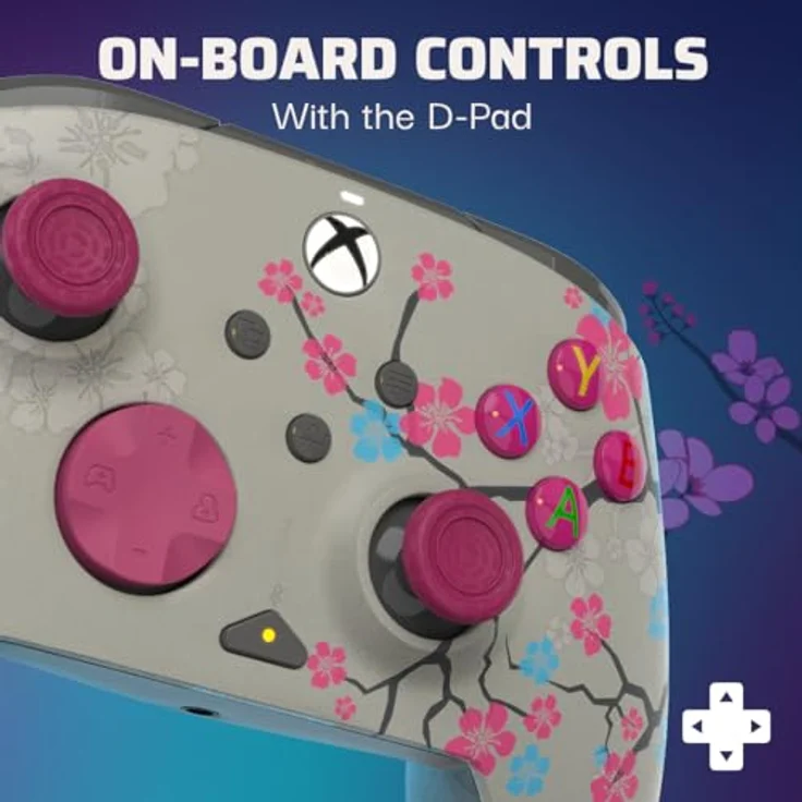 PDP Rematch - Blossom (Glow In Dark) Gamepad - Microsoft Xbox One, Xbox Series S, PC, Grau, Violett, programmierbare Rücktasten, Dual-Rumble-Motoren, integrierte Lautstärkeregler – Bild 9