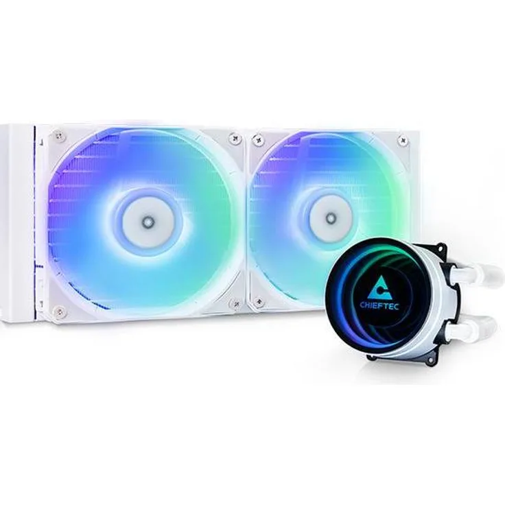 Chieftec ICEBERG 240-RGB-W, All-in-One CPU Wasserkühler mit 240 mm Radiator und A-RGB/PWM Lüftern, Weiss