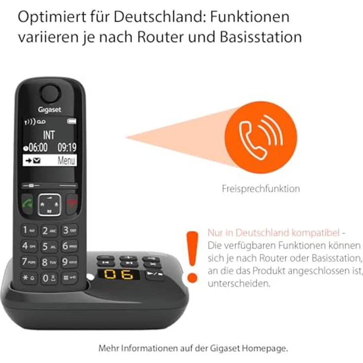 Gigaset AS690A - Schnurloses Telefon mit Anrufbeantworter - DECT-Telefon mit Freisprechfunktion, großes Display und großen Tasten - Festnetztelefon, schwarz - Preisvergleich – Bild 2