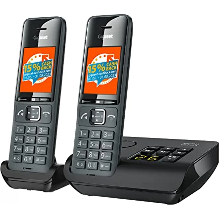 Gigaset Comfort 520A Duo - 2 Schnurlose DECT-Telefone mit Anrufbeantworter - Elegantes Design - Beste Audioqualität mit Freisprechfunktion - Anrufschutz - Adressbuch 200 Kontakten, titan-schwarz – Bild 1