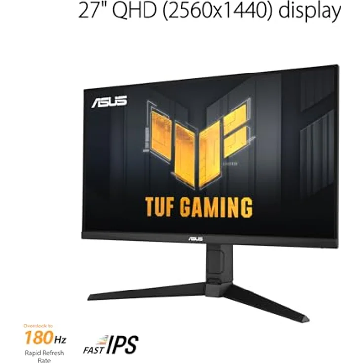 ASUS TUF Gaming VG27AQL3A 27 Zoll WQHD Monitor - 180 Hz, 1ms GtG, FreeSync, G-Sync, Adaptive Sync, ELMB, DisplayHDR 400 - Fast-IPS Panel, 2560x1440, ergonomisch, Speaker – Bild 2