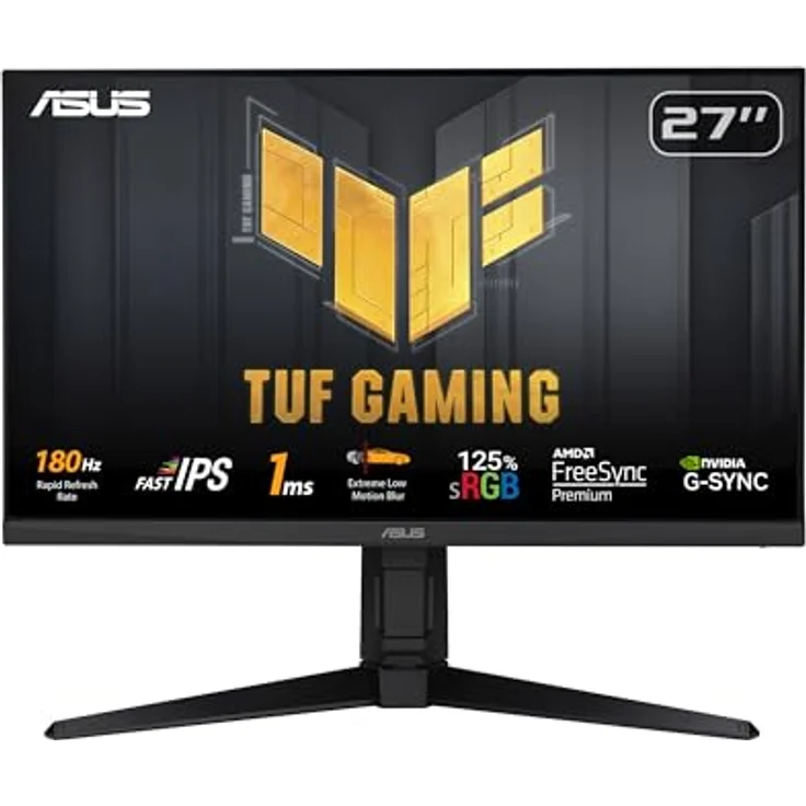 ASUS TUF Gaming VG279QL3A - 27 Zoll Full HD Monitor - 180 Hz, 1ms GtG, FreeSync, Adaptive-Sync, ELMB Sync, DisplayHDR 400 - Fast-IPS Panel, 16:9, 1920x1080, DisplayPort, HDMI, ergonomisch, Speaker - Schwarz – Bild 2