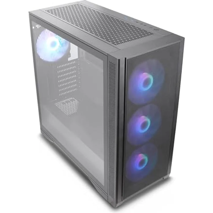 SILENTWARE Silentware Air 1000 Black Midi Tower ATX PC-Gehäuse, große Metall Mesh-Front, gehärtetes Glas-Seitenfenster, 4x 120mm A-RGB Lüfter, GPU bis 400mm, Radiatoren 360mm, ATX Netzteil, Schwarz – Bild 2