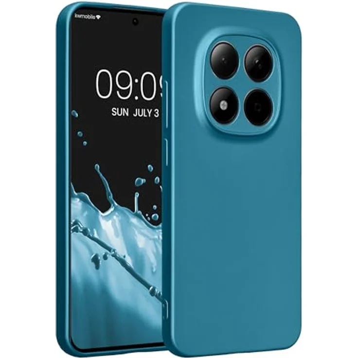 kwmobile Handyhülle für Xiaomi Redmi Note 15 Pro 5G, weiche Silikon Case in Metallic Karibikblau, rutschfest und reißfest mit präzisen Ausschnitten für Kameralinsen – Bild 1