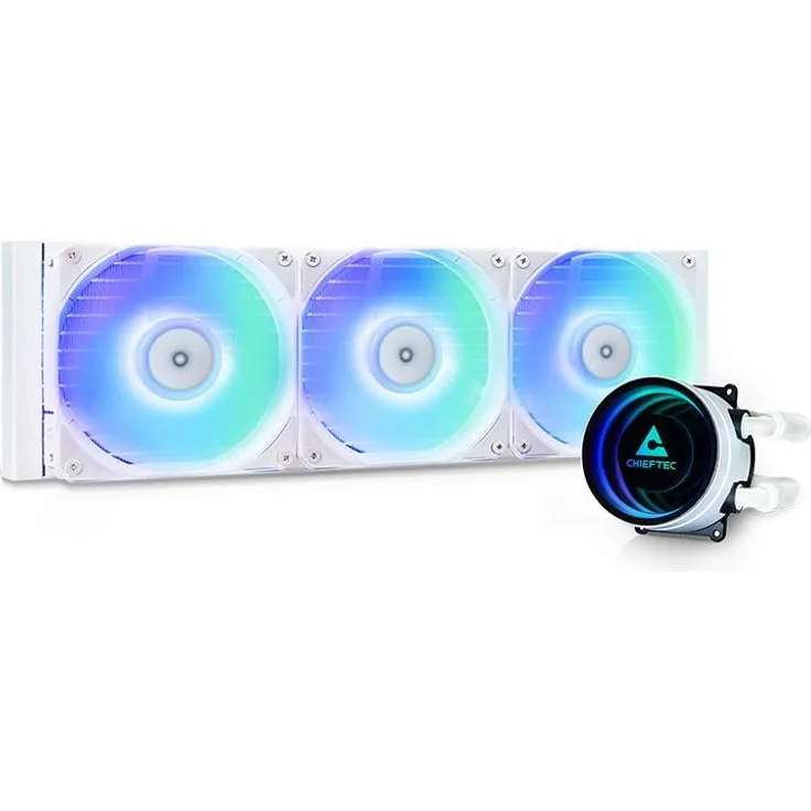 Chieftec ICEBERG 360-RGB-W, All-in-One Wasserkühler mit 3x 120 mm Lüftern, RGB-Beleuchtung und 400 mm Schläuchen, Weiss
