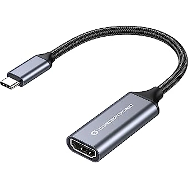 Conceptronic ABBY09G, USB-C-auf-HDMI-Adapter mit 4K 60Hz Unterstützung, Aluminiumgehäuse und geflochtenem Kabel – Bild 2