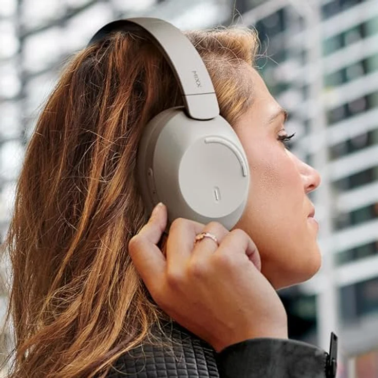 Mixx Audio StreamQ C4, Wireless Kopfhörer mit 40 Stunden Akkulaufzeit und aktiver Geräuschunterdrückung, Sand – Bild 3