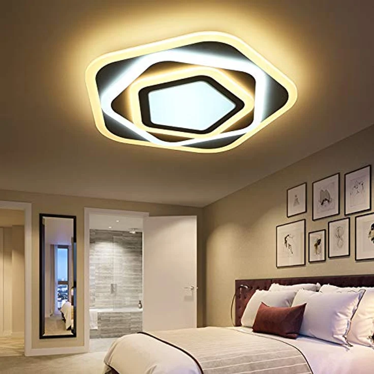 Euroton LED Deckenleuchte 095 mit Fernbedienung Lichtfarbe/Helligkeit einstellbar dimmbar LED Deckenlampe Lampen Beleuchtung LED Lampen (095 ∅50cm 68W), kalt-warm einstellbar, night light Modus – Bild 2