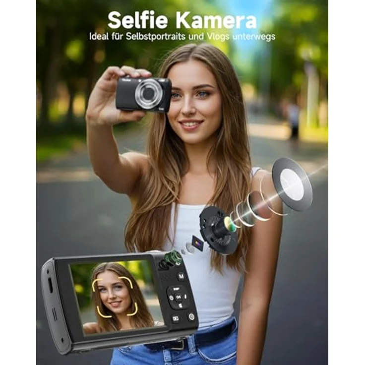 Rollei Powerflex Compact Digitalkamera, 64MP 5K Fotoapparat mit Dual-Kamera, 5x Digitalzoom, 2,8" Touch-Display, tragbar, schwarz – Bild 5