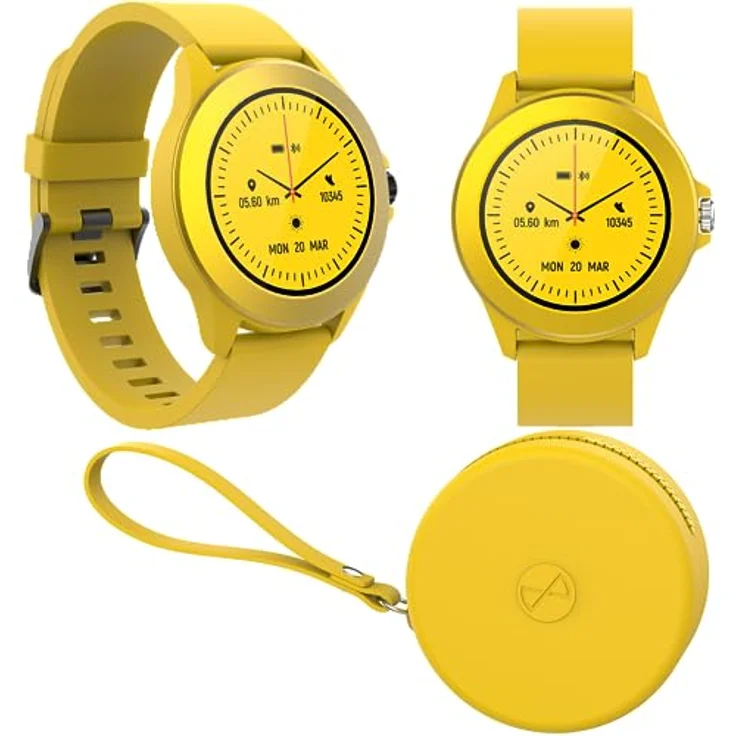 FOREVER Colorum CW-300 Gelb Smartwatch Wasserdicht IP68 - Pulsuhr mit Schrittzähler Schlaftracker Kalorienzähler - Lange Akkulaufzeit - Android/iOS Sportuhr Damen Herren Unisex Stilvolles Design – Bild 1
