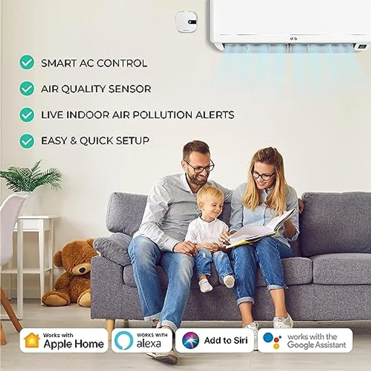 Sensibo Air PRO, Klimaanlagen-Steuerung & Luftqualitätssensor. Thermostat für Mini-Split, Fenster, tragbare AC. Sensor Temperatur & Luftfeuchtigkeit. Google, Alexa, Siri & Apple HomeKit kompatibel – Bild 4