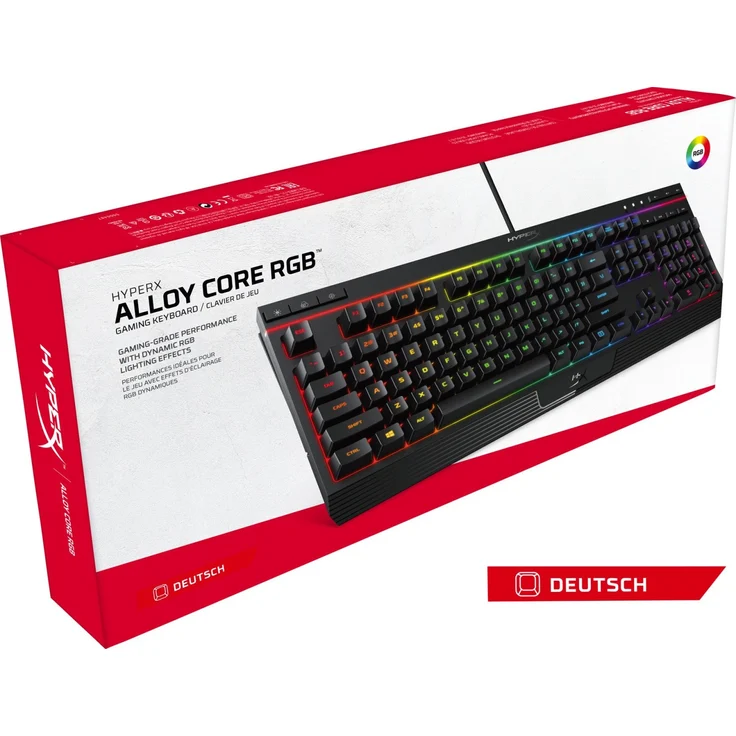 HyperX Alloy Core RGB Gaming - Tastatur - hintergrundbeleuchtet - USB - Deutsch QWERTZ (HX-KB5ME2-DE) – Bild 8