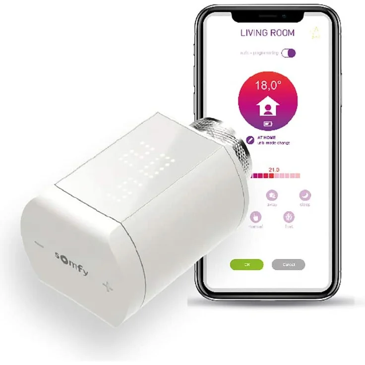 Somfy 1870508 - Heizkörper-Thermostat io, zur automatischen Regelung der Temperatur von Warmwasserheizkörpern mit der Smart Home-Steuerung TaHoma, weiß – Bild 4