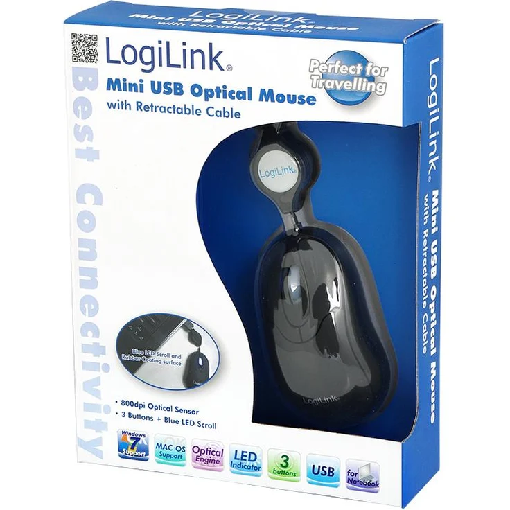 LogiLink Maus optisch USB Mini mit Kabeleinzug – Bild 3