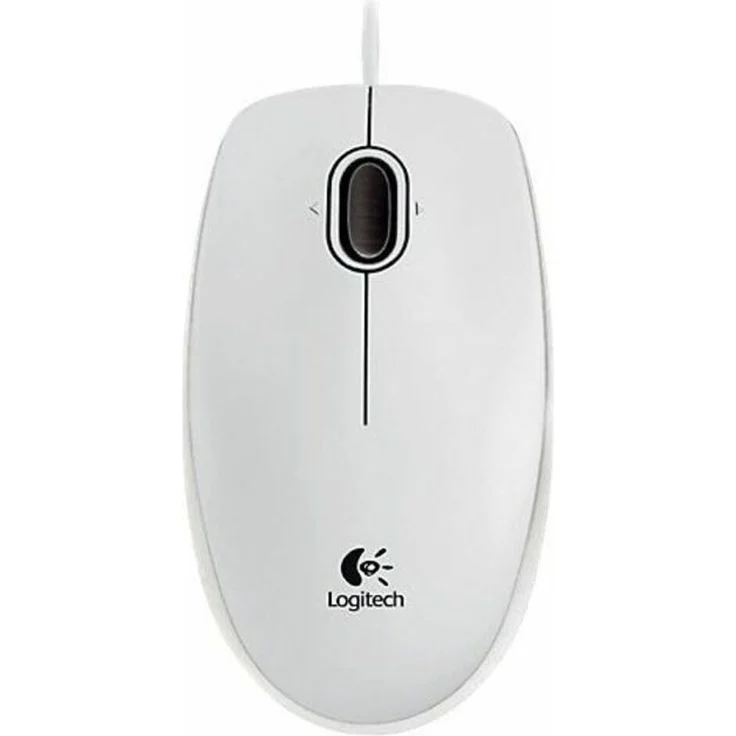 Logitech B100 Maus mit Kabel, USB-Anschluss, 800 DPI Optischer Sensor, 3 Tasten, Für Links- und Rechtshänder, PC-Mac - weiß – Bild 1