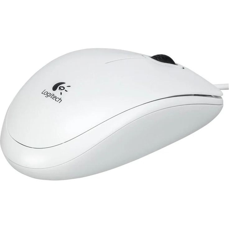 Logitech B100 Maus mit Kabel, USB-Anschluss, 800 DPI Optischer Sensor, 3 Tasten, Für Links- und Rechtshänder, PC-Mac - weiß – Bild 4