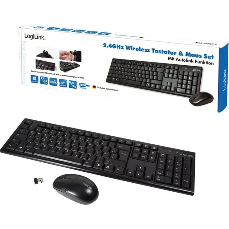 LogiLink Combo Set with Autolink - Tastatur-und-Maus-Set - kabellos - 2.4 GHz - QWERTZ (ID0104) – Bild 5