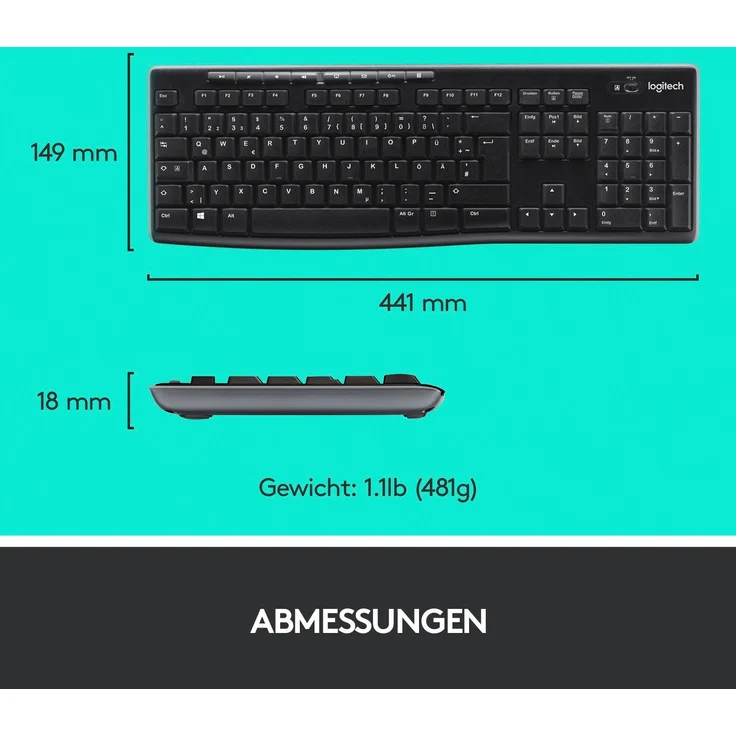 Logitech MK270 Wireless Combo - Tastatur-und-Maus-Set - kabellos - 2.4 GHz - Deutsch QWERTZ (920-004511) – Bild 16