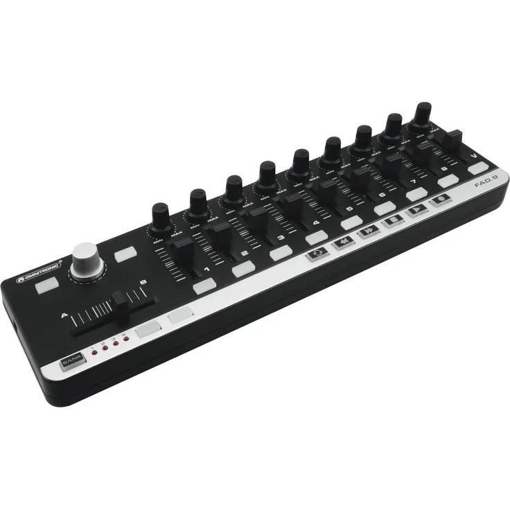 Omnitronic FAD-9 MIDI-Controller | USB-MIDI-Controller mit 9 Fadern für Musiker, Produzenten und DJs