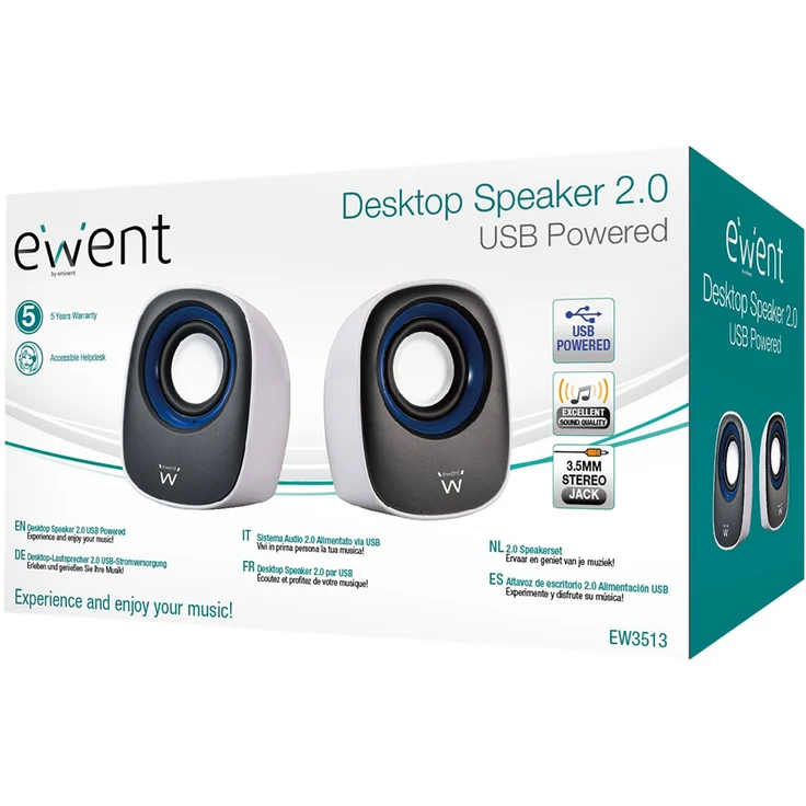 PC Lautsprecher USB 2.0, Jack Stereo 3,5 mm, 5 W RMS, für Computer, Laptop, Notebook, Smartphone und Tablet – Bild 2