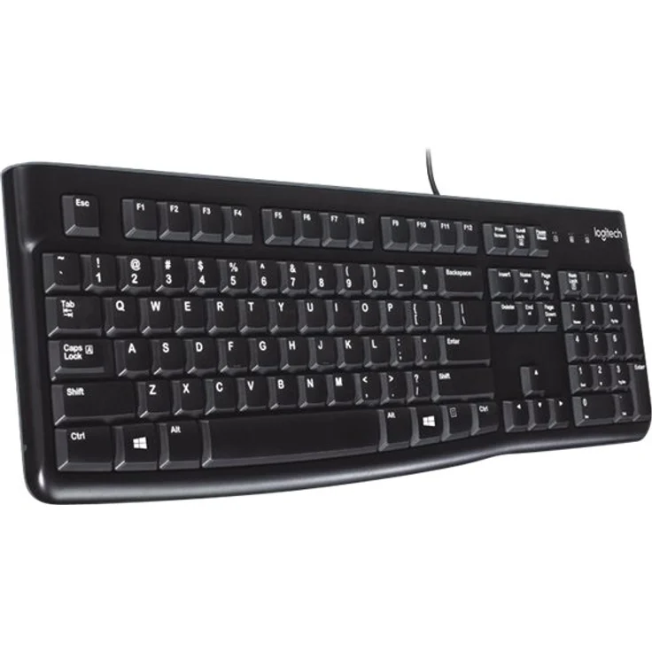 Logitech K120 Kabelgebundene Tastatur für Windows, USB-Anschluss, Leises Tippen, Robust, Spritzwassergeschützt, Einstellbare Tastaturaufsteller, Englisches QWERTY-Layout - schwarz – Bild 2