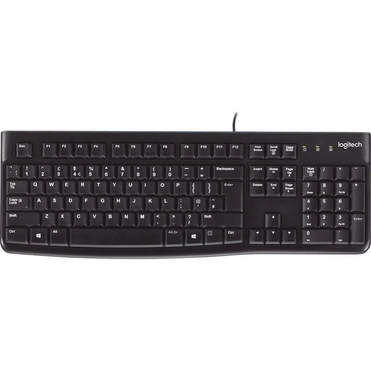Logitech K120 Kabelgebundene Tastatur für Windows, USB-Anschluss, Leises Tippen, Robust, Spritzwassergeschützt, Einstellbare Tastaturaufsteller, Englisches QWERTY-Layout - schwarz – Bild 1