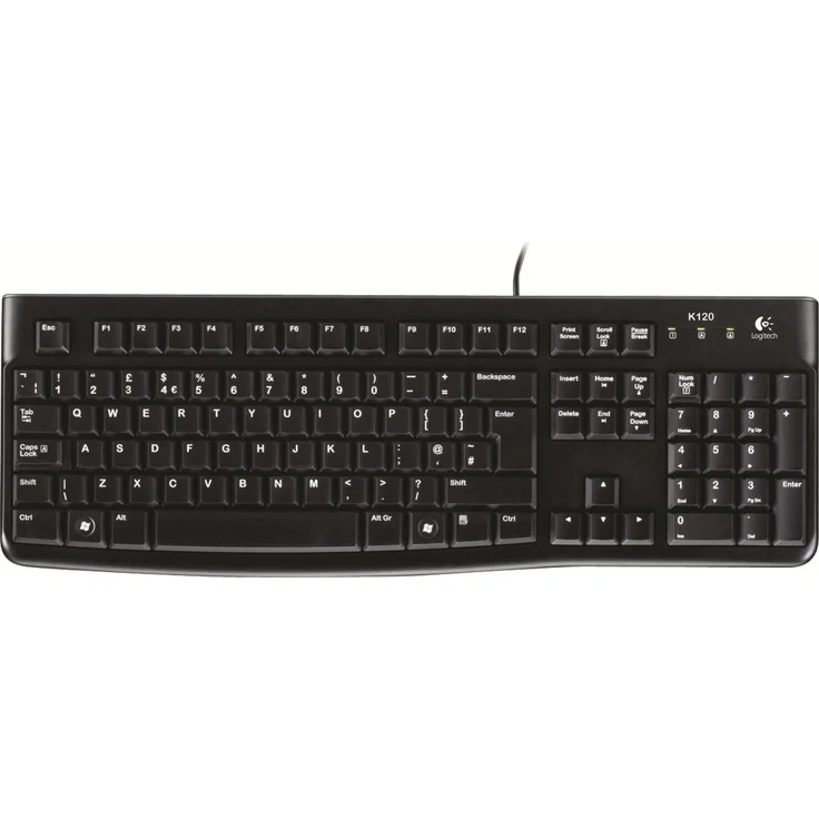 Logitech K120 Kabelgebundene Business Tastatur für Windows und Linux, USB-Anschluss, Leises Tippen, Robust, Spritzwassergeschützt, Tastaturaufsteller, Russisches Layout QWERTY - schwarz – Bild 2