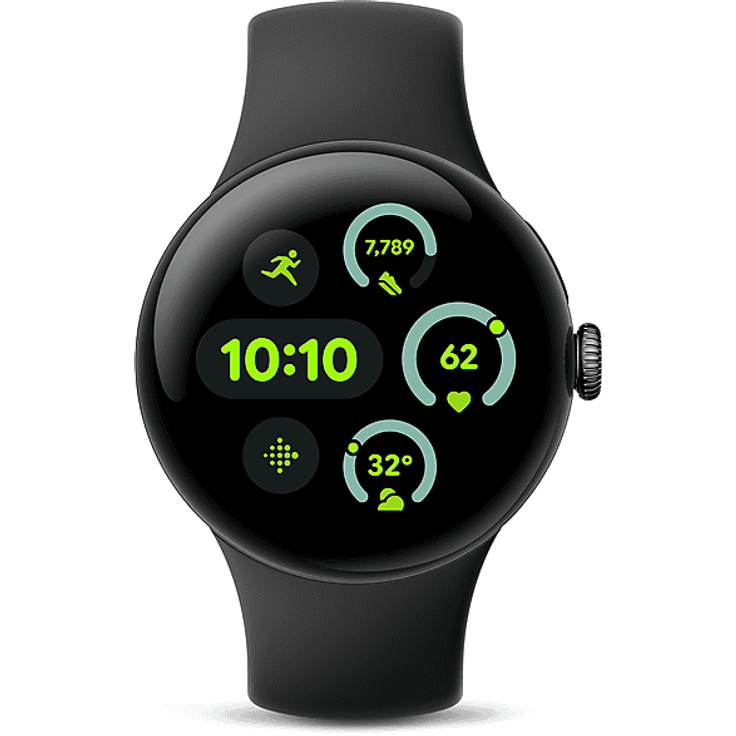 GOOGLE Pixel Watch 3 (Wi-Fi) Smartwatch Aluminium Fluorelastomer, 41mm, Obsidian – Bild 1